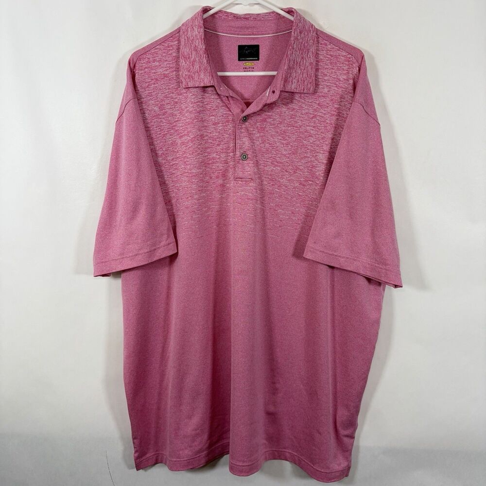 Greg Norman Golf Polo Shirt Mens XXL 2XL Pink Heathered Performance Stretch